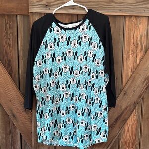 LuLaRoe Black and Light Blue Floral Top